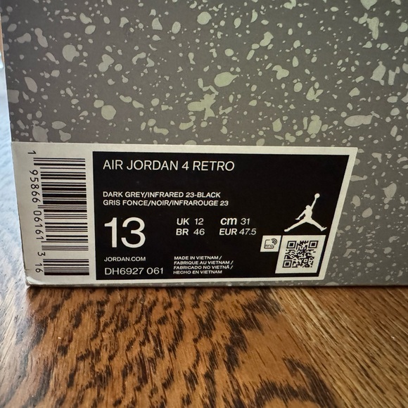 Jordan Air 4 Retro Dark Grey/Infrared 23-Black Sneakers - Picture 1 of 8